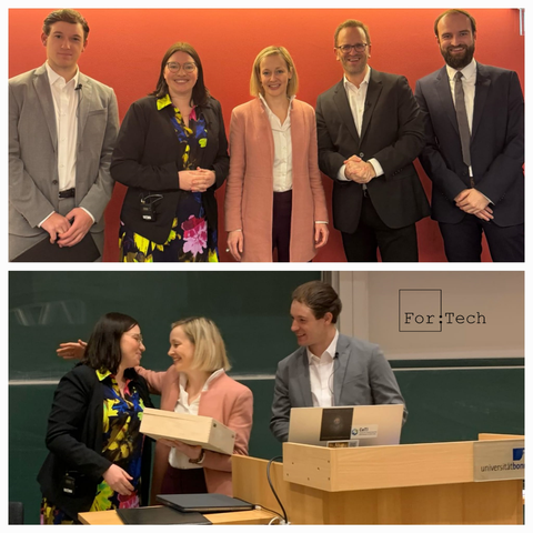 Some people at the ceremonial handover of the scientific management of ForTech to Katharina Kaesling.