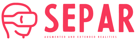 Kopf mit VR-Brille und daneben der Text "SEPAR" 