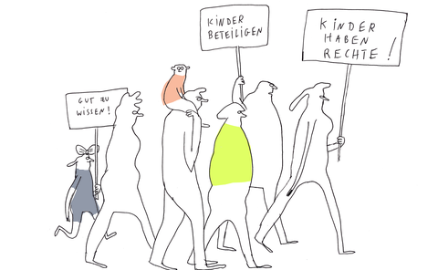 Kinder, die für ihre Rechte demonstrieren