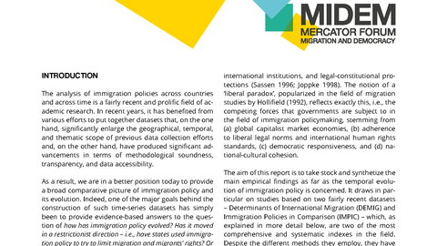 MIDEM Policy Brief "The Evolution of Immigration Policy: Taking Stock of Comparative Research"