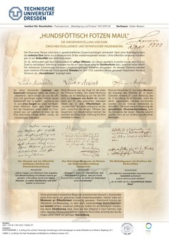Praxisseminar: „Beleidigung und Protest“ WS 2015-16, Institut für Geschichte