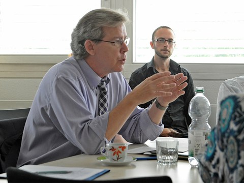 Prof. Dr. Timothy J. Johnson bei seinem Vortrag am Graduierten-Kollegs der Forschungsstelle für Vergleichende Ordensgeschichte (FOVOG - Dresden). | Foto: Georg Wehse