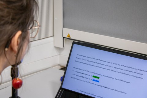 Bildschirm mit Erklärung des Experiments