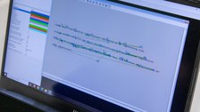 Bildschirmfoto mit dem gelesenen Text und Linien, die die Blickbewegungen zeigen