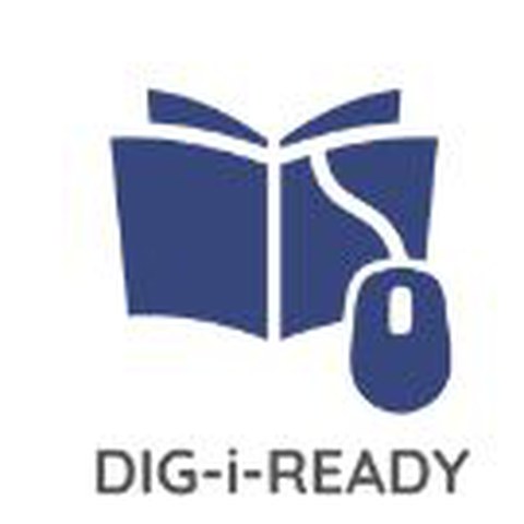 Logo of the Dig-i-Ready project Open book with computer mouse