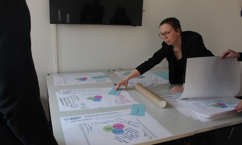 Das Organisationsteam des Workshops besprechen die Clusterthemen