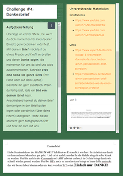 Auf einer Seite sind als Collage die Aufgabe und Hilfstellung Nummer 4 zum Dankesbrief und ein Dankesbrief abgebildet.
