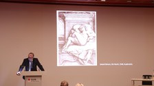 Prof. Dr. Jürgen Müller während seines Vortrags "Die Anfänge parodistischer Bild-Verfahren in der deutschen und flämischen Kunst des 16. Jahrhunderts"
