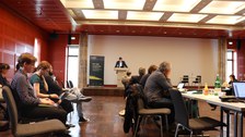 Prof. Dr. Gerd Schwerhoff vor Publikum während seines Vortrags Das Pasquill im frühneuzeitlichen Deutschland. Ein Kommunikationsmedium zwischen Schmähung und Kritik