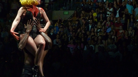 Lady Gaga perfroming in Bosten on the 1st of July 2010.