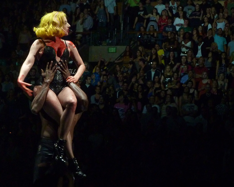 Lady Gaga perfroming in Bosten on the 1st of July 2010.