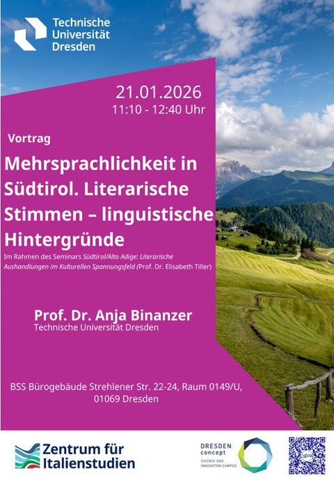 Vortrag -Mehrsprachigkeit in Südtirol. Literarische Stimmen – linguistische Hintergründe.    