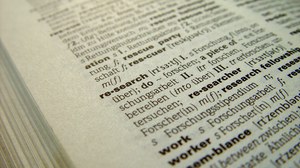 Wörterbuch Nahaufnahme Eintrag Research