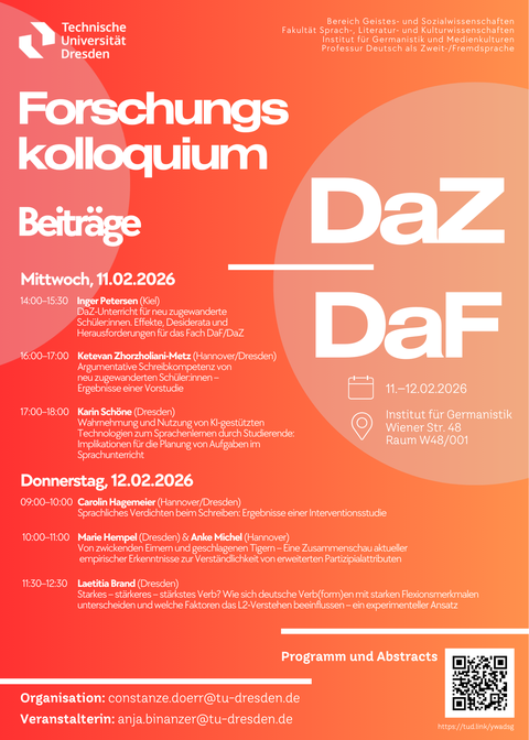 Poster zum "3. Forschungskolloquium DaZ/DaF"