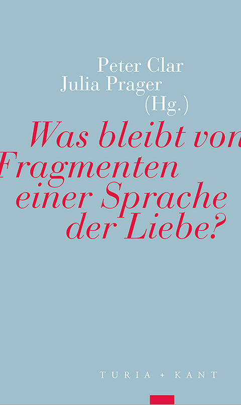 Book cover - Peter Clar, Julia Prager (eds.): What Remains of Fragments of a Language of Love, Turia + Kant 2021.