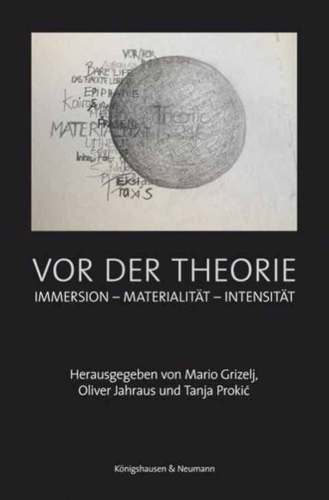 Book cover - Mario Grizelj, Oliver Jahraus, and Tanja Prokić (eds.): Before Theory: Immersion—Materiality—Intensity, Königshausen & Neumann 2014.