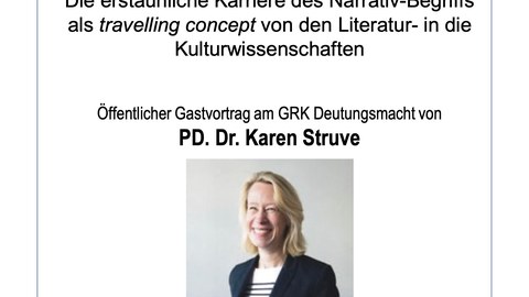 Plakat anlässlich des Gastvortrags von PD Dr. Karen Struve am DFG-Graduiertenkolleg "Deutungsmacht..." der Universität Rostock am 26.11.2020.