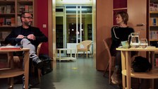 Photo 1 on the occasion of Julia Deck’s reading of "Privateigentum" (Private property) as part of her nationwide book tour on October 29, 2020, at the Erich Kästner Haus für Literatur e. V. in Dresden.