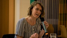 Photo 11 on the occasion of the reading of “Die Flüchtigen” (The Fugitives) – Alain Damasio and Milena Adam in conversation on September 15, 2021, at the Goethe-Institut Dresden.