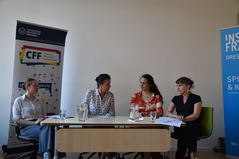 Foto 2 während der Lesung von Audrée Wilhelmy (Quebec) „Bluthaut“ am 25.06.2025 im Institut français Dresden.