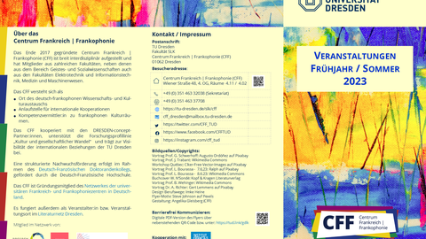 CFF Program flyer Spring/Summer 2023, page 1