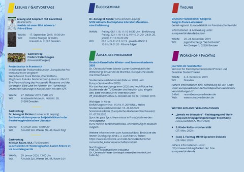 CFF Program flyer Fall/Winter 2019/20, page 2