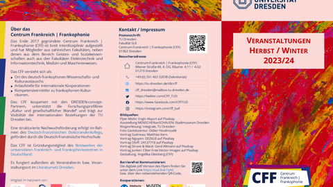 CFF Program flyer Fall/Winter 2023/24, page 1