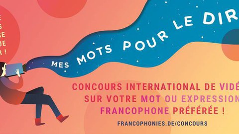 Header der Ausschreibung des internationalen Wettbewerbs des Netzwerks der Maisons des Francophonies « Les mots pour le dire » - Wie lautet euer frankophones Lieblingswort oder Sprichwort? - 2022.