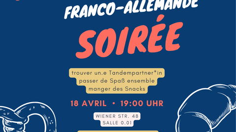 Poster on the occasion of the Franco-German Evening on April 18, 2023, at TU Dresden.