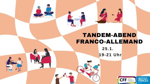Poster on the occasion of the Franco-German Tandem Evening on January 25, 2024, at the Institut français Dresden.
