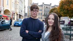 Studierende auf dem Zittauer Markt