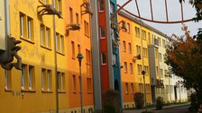 Bunte Fassaden im Zittauer Pop-Art-Viertel