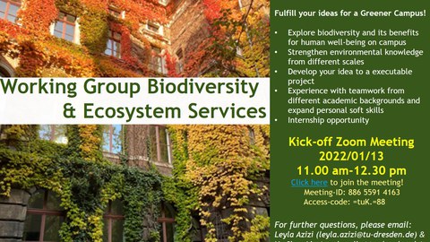 Poster to advertise the kick-off meeting of the Working Group Biodiversity and Ecosystem Services