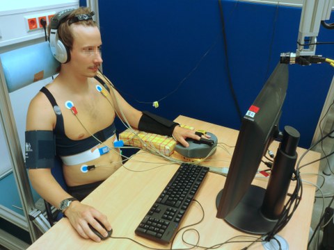 Man taking part in camera-stress-study