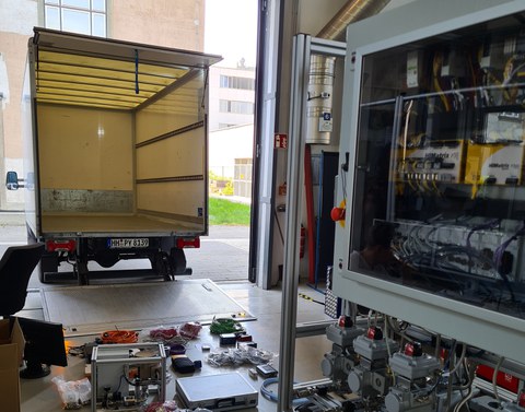 Technical equipment of a modular plant