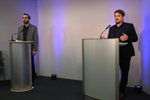 Foto mit Impressionen und Referenten vom GRK-Kolloquium 2021