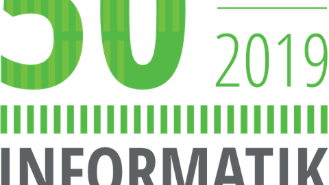 Logo zum Jubiläum 50 Jahre Informatik in Dresden (1969 bis 2019)