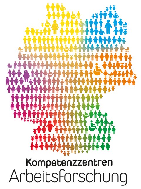 Bunte Deutschlandkarte aus verschiedenen Menschensymblen