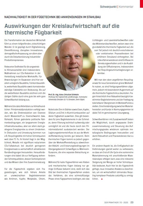 Nachaltigkeit in der Fügetechnik