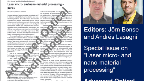 Special issue on Laser micro- and nano-material processing