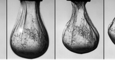 Wrinkles formed at the interface of water-silicone oil due to the irreversible adsorption of nanoparticles at the interface. Arrested PS particles of 5 micron size can be seen as black dots. 