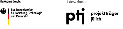 Funding logos of BMFRT and PTJ