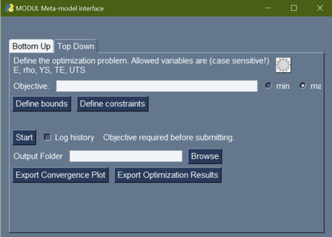 Screenshot of GUI for interacting with meta-models: Top Down approach.