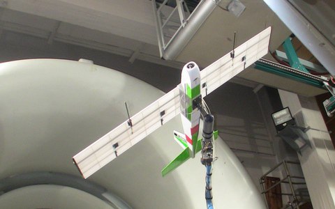 Urban Condor equipped with two four-hole probes in the wind tunnel
