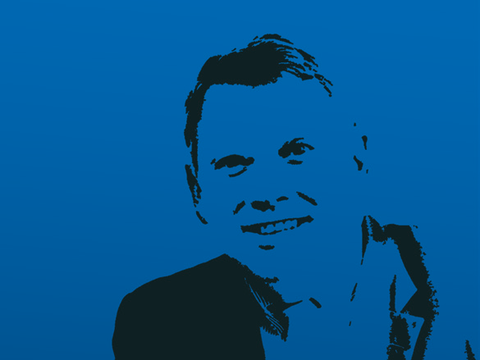 Porträt Boeksteger in blau und schwarz