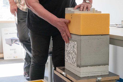 Impressionen von der Besichtigung der Baustelle des Carbonbeton-Gebäudes CUBE