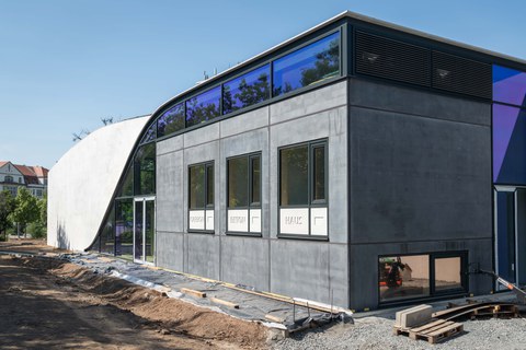 Impressionen von der Besichtigung der Baustelle des Carbonbeton-Gebäudes CUBE