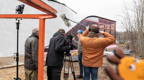 Foto mit Impressionen vom Drehtermin für die Sendung mit der Maus