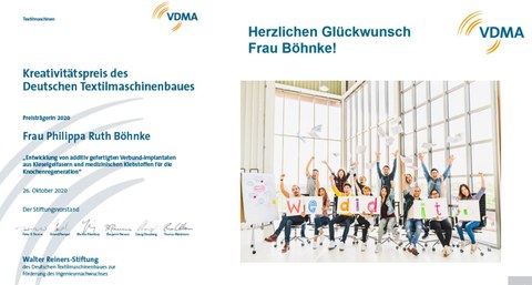 Foto mit der Folie von der Preisverleihung am 02. Dezember 2020