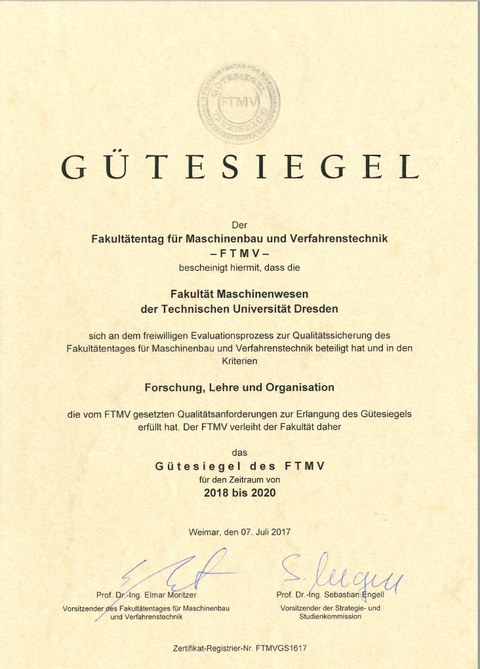 Gütesiegel der FTMV